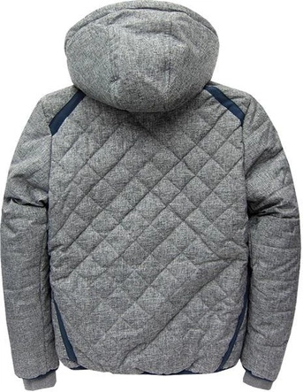 KURTKA ZIMOWA Z WSTAWKAMI SZARY MELANŻ (16619)