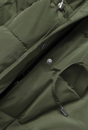 Damska parka zimowa na misiu khaki / brąz (w560)