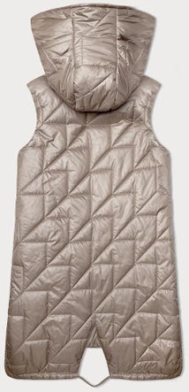 Pikowana kamizelka damska z asymetrycznym dołem S'West jasny beż (B8237-51)