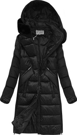 DAMSKA ZIMOWA KURTKA Z ŁĄCZONYCH MATERIAŁÓW CZARNA (J19-011)