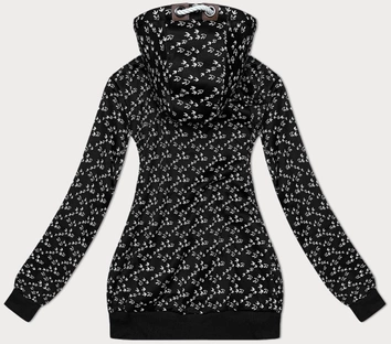 Sportowa bluza z kapturem w jaskółki czarna (2309)