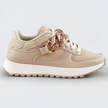 SNEAKERSY Z ŁAŃCUCHEM BEŻOWE (6368)