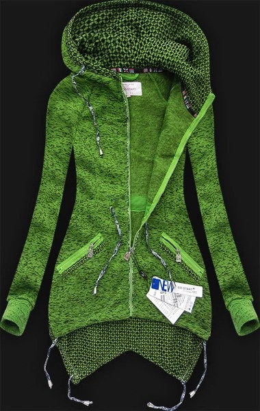 CIEPŁA BLUZA Z KAPTUREM ZIELONA (LX149M)