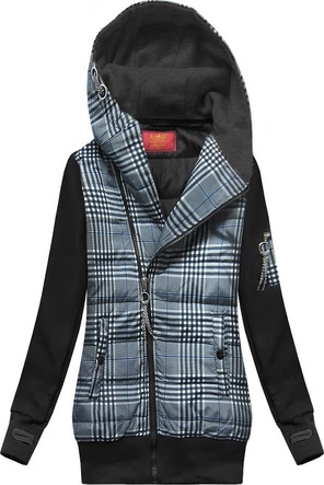 Bluza z łączonych materiałów granatowo-czarna (AMG-611A)