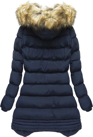 PIKOWANA KURTKA Z KAPTUREM GRANATOWA (W810BIG)