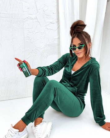 Dres damski z rozpinaną bluzą butelkowy zielony (829)
