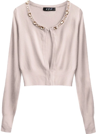 KRÓTKI ZDOBIONY SWETEREK PUDROWY RÓŻ (X1518X)