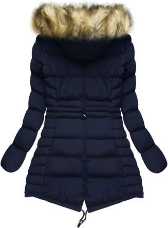 ASYMETRYCZNA KURTKA Z KAPTUREM GRANATOWA (W813)