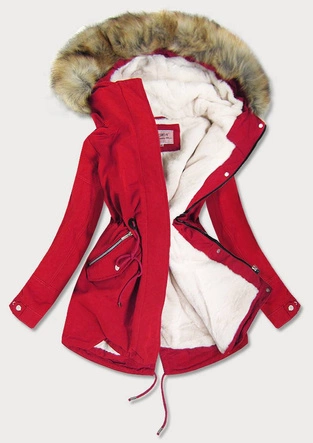 DAMSKA PARKA ZIMOWA CZERWONA (W379BIG)