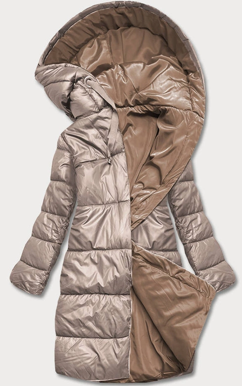 DŁUGA DWUSTRONNA KURTKA ZIMOWA CAPPUCCINO/CAMEL (L22-9852-62/301)