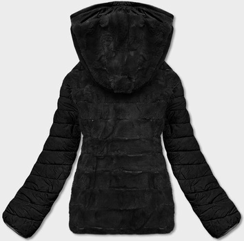 Krótka dwustronna kurtka damska zimowa czarna (2M-21507)