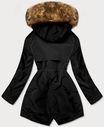 Zimowa parka damska na futrze czarna (m21312)