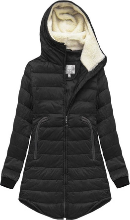 KURTKA Z KAPTUREM I KIESZENIAMI CZARNA (6002B)