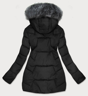 PIKOWANA KURTKA DAMSKA ZIMOWA CZARNA (R9527)