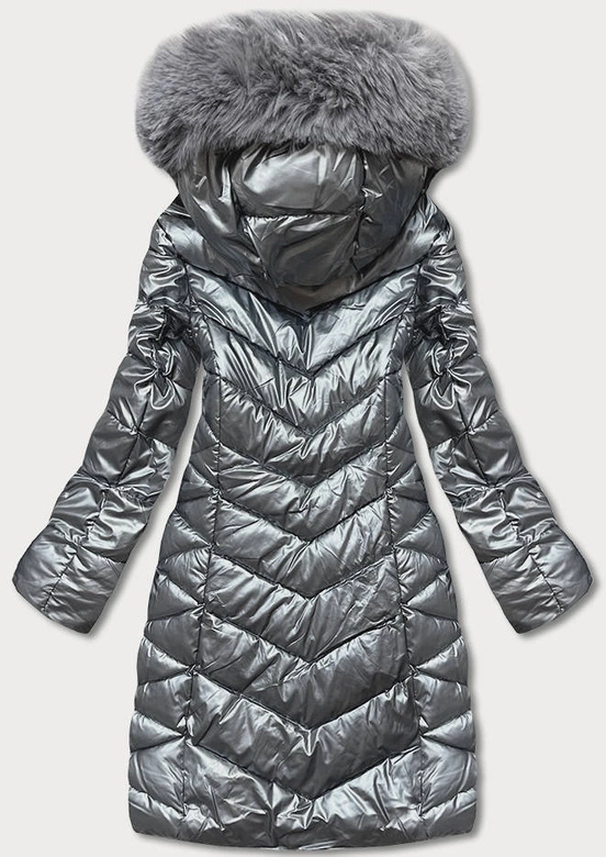 ZIMOWA KURTKA DAMSKA Z KAPTUREM SZARA (TY037-76)
