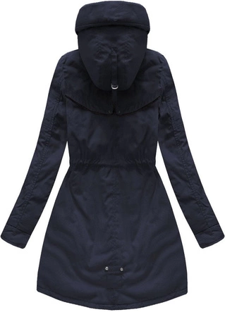 BAWEŁNIANA DAMSKA PARKA ZIMOWA Z PODPINKĄ GRANATOWA (W633)