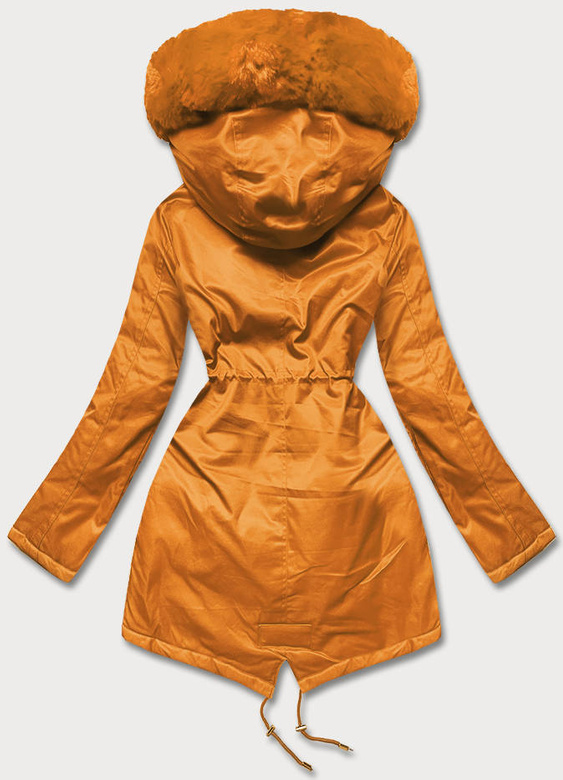 Parka damska z futerkiem pomarańczowa (5m762-254)