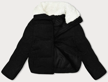 Sztruksowa kurtka damska z wysoką stójką J Style czarna (5M3230-392)