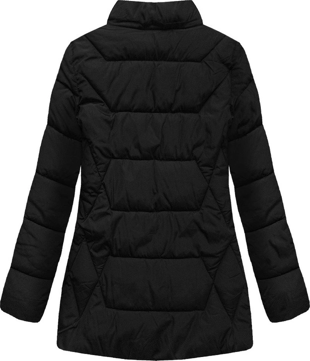 ZIMOWA PIKOWANA KURTKA DAMSKA Z KAPTUREM CZARNA (B9901)