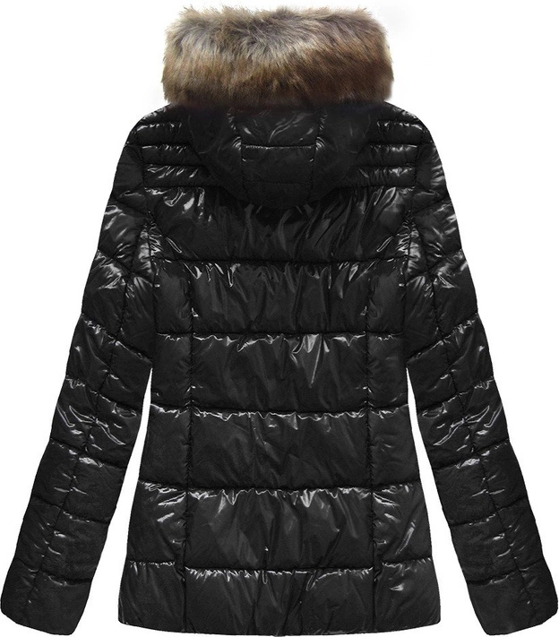 LAKIEROWANA PIKOWANA KURTKA DAMSKA CZARNA (7695)