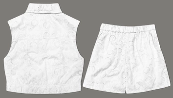 Letni komplet kamizelka i krótkie spodenki biały (72018)