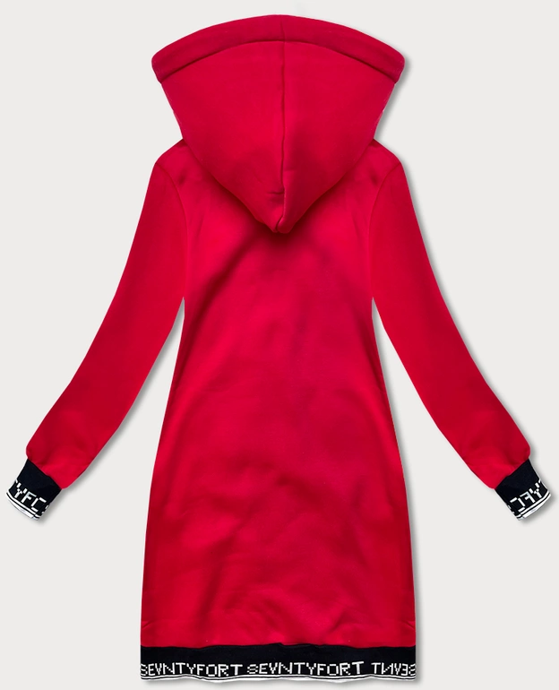 Rozpinana długa bluza damska LHD ciemnoczerwona (AMG-173)