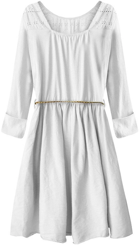 BAWEŁNIANA SUKIENKA W STYLU BOHO HAFTOWANA BIAŁA (212ART)