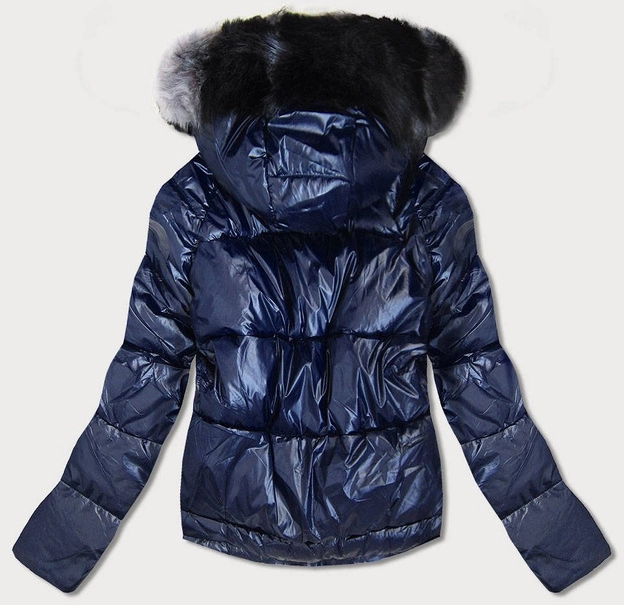 Dwustronna kurtka damska granatowo-szara (b9555)