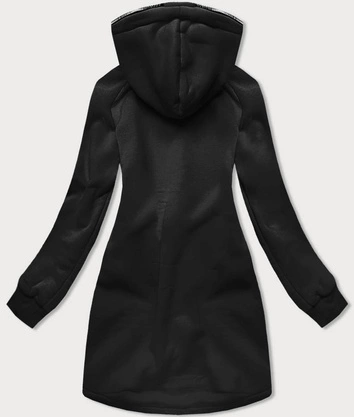 DŁUGA BLUZA DAMSKA Z KAPTUREM CZARNA (AMG-855)