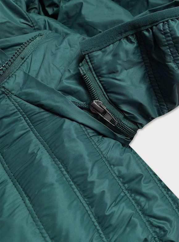 Pikowana kurtka damska z kapturem zielona (2021-09)