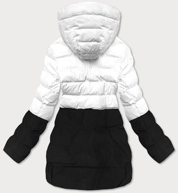 ZIMOWA KURTKA DAMSKA PUCHOWA BIAŁO-CZARNA (B2379)