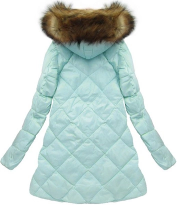 PIKOWANA KURTKA Z PUCHEM NATURALNYM BŁĘKITNA (8070)