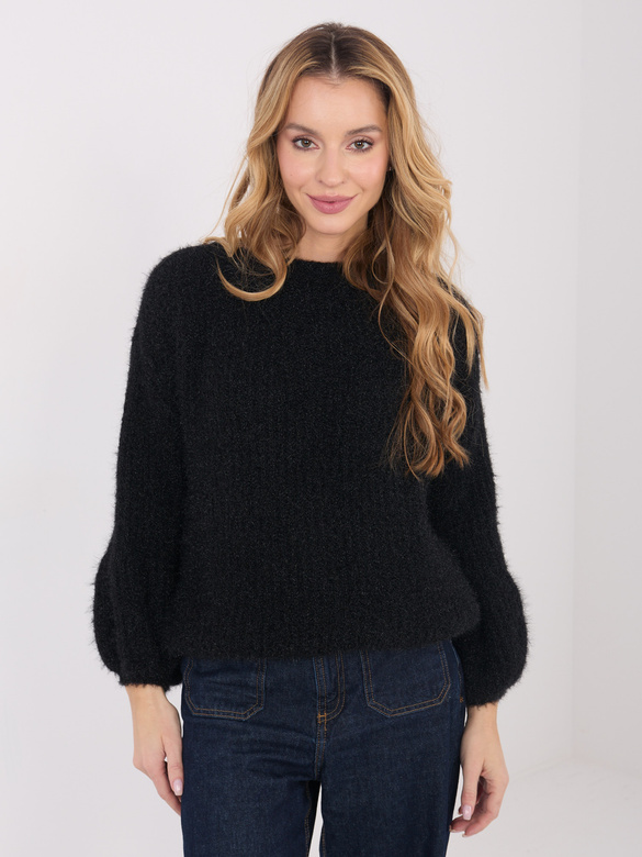 Damski sweter z bufiastymi rękawami Goodlookin czarny (1612)