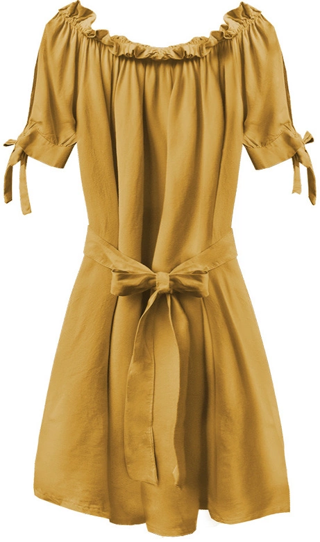 SUKIENKA HISZPANKA Z PASKIEM MUSZTARDOWA (279ART)