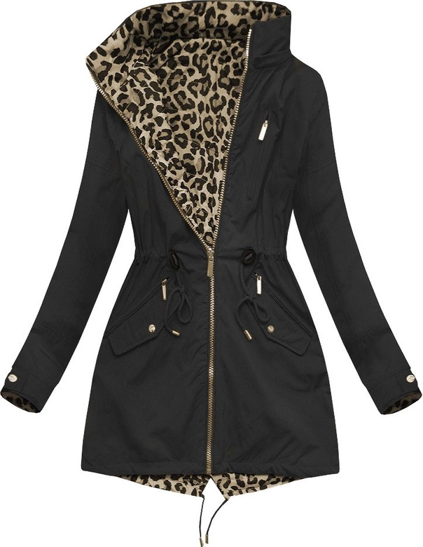 DWUSTRONNA PARKA Z KAPTUREM CZARNA (W304-1)