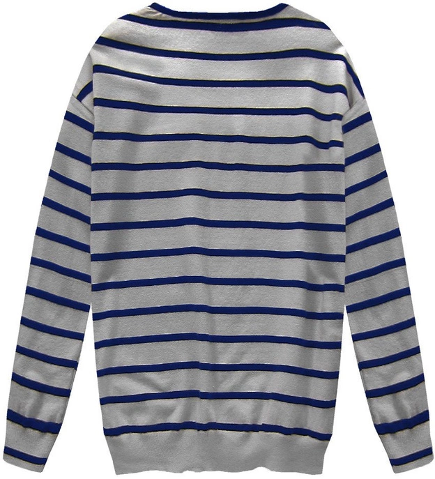 SWETER W PASKI SZARO-GRANATOWY (P010)