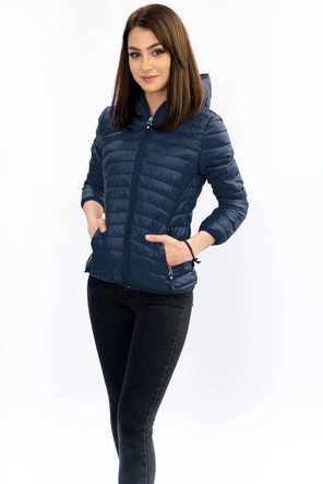 Pikowana kurtka z kapturem granatowa (b1078-30)