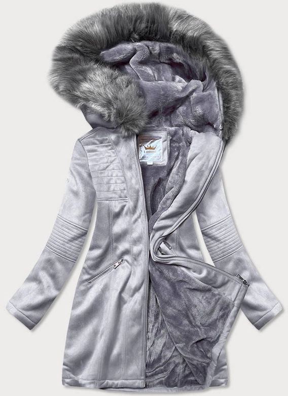 ZAMSZOWA DAMSKA KURTKA ZIMOWA Z KAPTUREM WRZOSOWA (6516BIG)