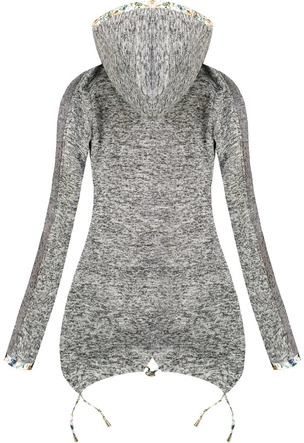 DŁUGA BLUZA Z KAPTUREM CIEMNOSZARA (LX2100)