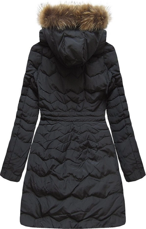 PIKOWANA KURTKA Z PUCHEM NATURALNYM CZARNA (26013)