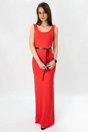 SUKIENKA MAXI Z PASKIEM CZERWONA (1548)