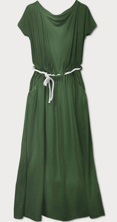 LUŹNA SUKIENKA MAXI W GUMKĘ KHAKI (593ART)