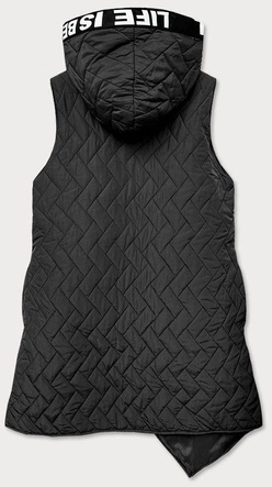 DŁUGA ASYMETRYCZNA KAMIZELKA DAMSKA CZARNA (677ART)