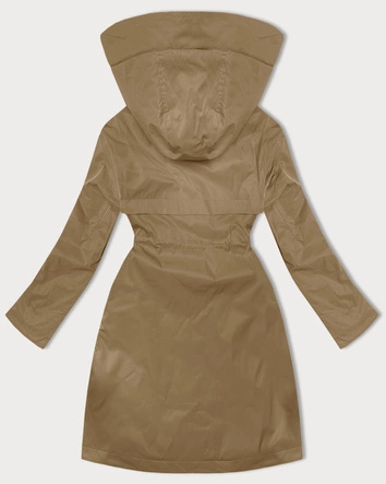 Prosta kurtka damska z kapturem LHD ciemny beż (LHD-24590)