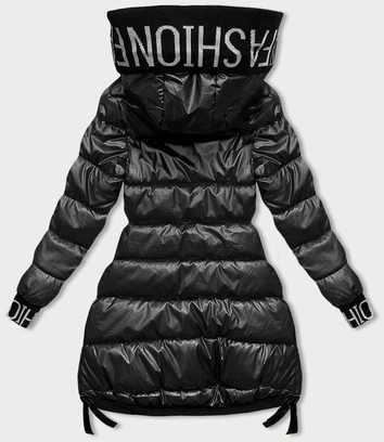 Zimowa kurtka damska ze ściągaczami  czarna (5M3188-392)