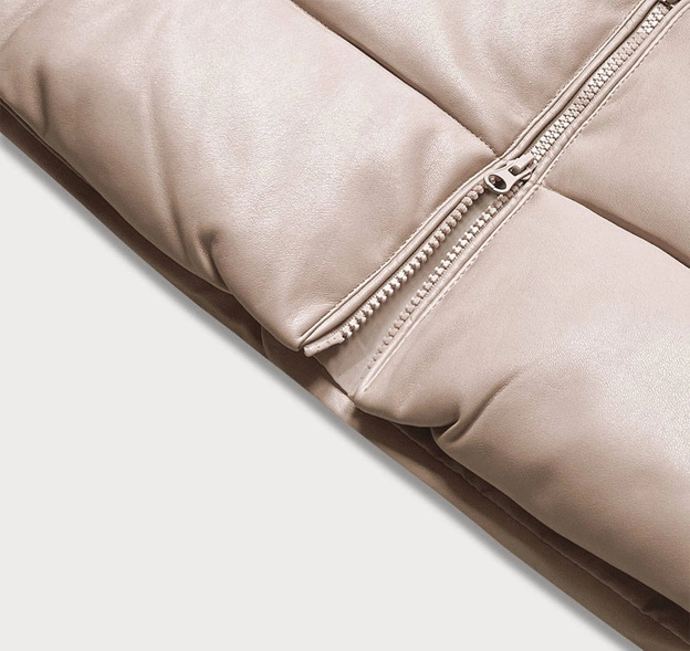 CIEPŁA KAMIZELKA DAMSKA Z EKOSKÓRY BEŻOWA (D-3231-62)