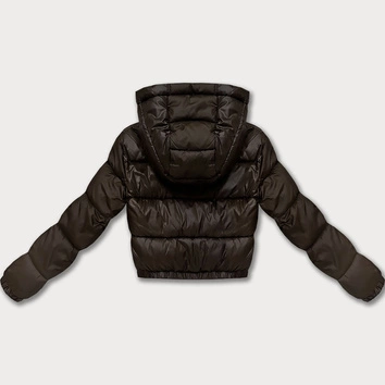 Dwustronna krótka kurtka damska Minority czekoladowa panterka (M6-6001-103)