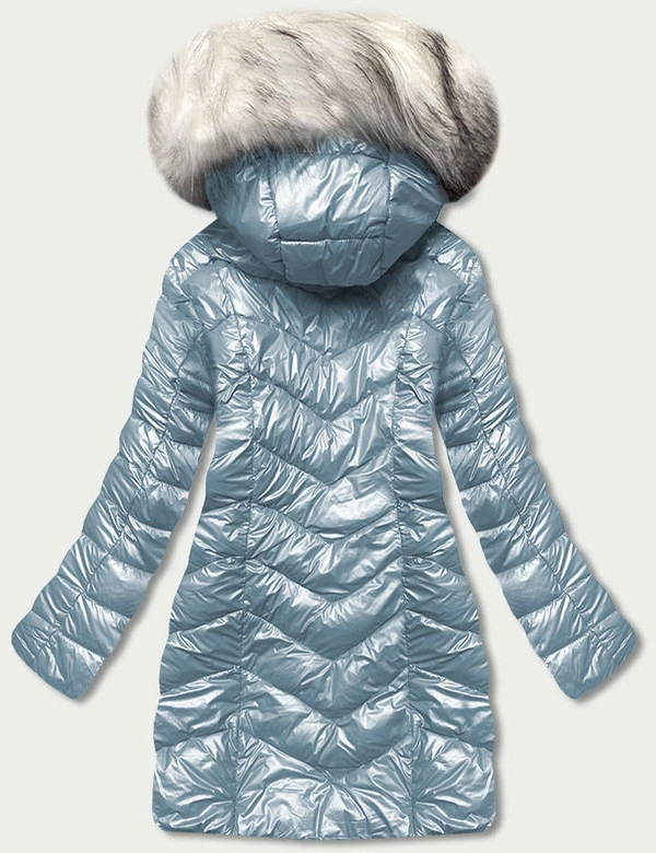 KURTKA ZIMOWA DAMSKA W KRATKĘ NIEBIESKA (16M9053-243)