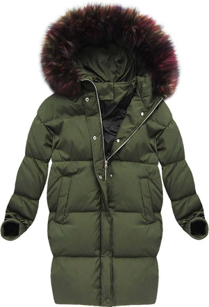 KURTKA OVERSIZE Z PUCHEM NATURALNYM KHAKI (7090)
