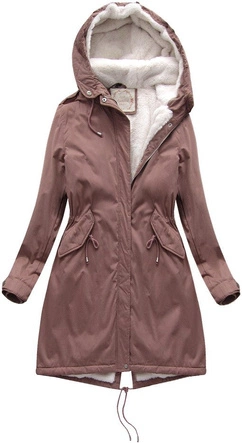 Damska parka zimowa na misiu z kapturem antyczny róż (7992-PLUS)